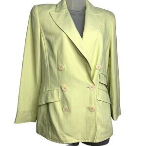 Linda Allard Ellen Tracy SZ Petite 6 Linen Lined Double Breasted Blazer Jacket